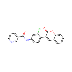 O=C(Nc1ccc(-c2cc3ccccc3oc2=O)c(Cl)c1)c1cccnc1 ZINC000001062193