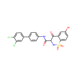 O=C(Nc1ccc(-c2ccc(Cl)c(Cl)c2)cc1)C1NS(=O)(=O)c2ccc(O)cc2C1=O ZINC000049089243