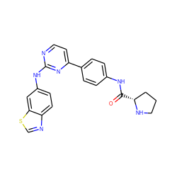 O=C(Nc1ccc(-c2ccnc(Nc3ccc4ncsc4c3)n2)cc1)[C@@H]1CCCN1 ZINC000029043539