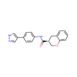 O=C(Nc1ccc(-c2cn[nH]c2)cc1)[C@@H]1COc2ccccc2C1 ZINC000040860309