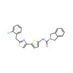 O=C(Nc1ccc(-c2csc(Cc3ccccc3Cl)n2)s1)N1Cc2ccccc2C1 ZINC000165411434