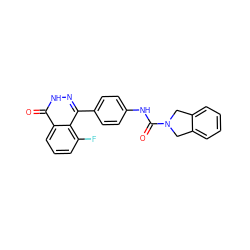 O=C(Nc1ccc(-c2n[nH]c(=O)c3cccc(F)c23)cc1)N1Cc2ccccc2C1 ZINC000167141324