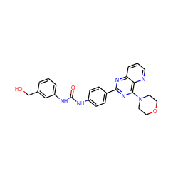 O=C(Nc1ccc(-c2nc(N3CCOCC3)c3ncccc3n2)cc1)Nc1cccc(CO)c1 ZINC000103256374