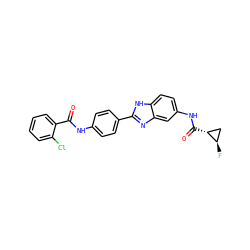 O=C(Nc1ccc(-c2nc3cc(NC(=O)[C@@H]4C[C@H]4F)ccc3[nH]2)cc1)c1ccccc1Cl ZINC000038147880