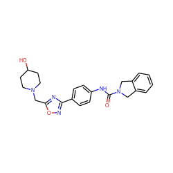 O=C(Nc1ccc(-c2noc(CN3CCC(O)CC3)n2)cc1)N1Cc2ccccc2C1 ZINC000166297692