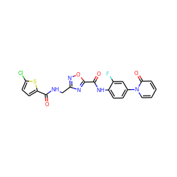 O=C(Nc1ccc(-n2ccccc2=O)cc1F)c1nc(CNC(=O)c2ccc(Cl)s2)no1 ZINC000043194988