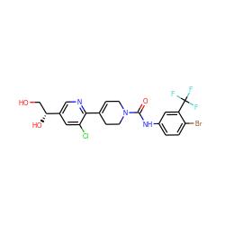 O=C(Nc1ccc(Br)c(C(F)(F)F)c1)N1CC=C(c2ncc([C@H](O)CO)cc2Cl)CC1 ZINC000141060350