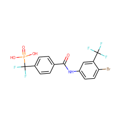 O=C(Nc1ccc(Br)c(C(F)(F)F)c1)c1ccc(C(F)(F)P(=O)(O)O)cc1 ZINC000049020947