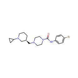 O=C(Nc1ccc(Br)cc1)N1CCN(C[C@@H]2CCCN(C3CC3)C2)CC1 ZINC000084709005