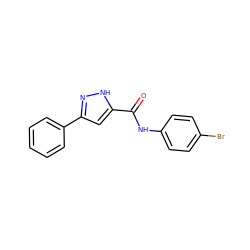 O=C(Nc1ccc(Br)cc1)c1cc(-c2ccccc2)n[nH]1 ZINC000017071495