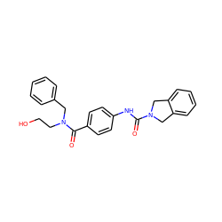 O=C(Nc1ccc(C(=O)N(CCO)Cc2ccccc2)cc1)N1Cc2ccccc2C1 ZINC000166501756