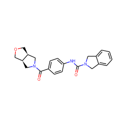 O=C(Nc1ccc(C(=O)N2C[C@H]3COC[C@H]3C2)cc1)N1Cc2ccccc2C1 ZINC000166526910