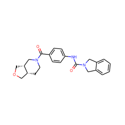 O=C(Nc1ccc(C(=O)N2CC[C@@H]3COC[C@@H]3C2)cc1)N1Cc2ccccc2C1 ZINC000166137716