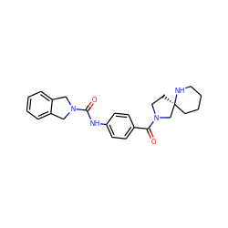 O=C(Nc1ccc(C(=O)N2CC[C@]3(CCCCN3)C2)cc1)N1Cc2ccccc2C1 ZINC000166347700