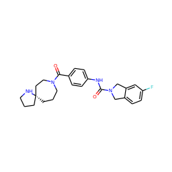 O=C(Nc1ccc(C(=O)N2CCC[C@@]3(CCCN3)CC2)cc1)N1Cc2ccc(F)cc2C1 ZINC000166793448