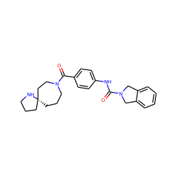 O=C(Nc1ccc(C(=O)N2CCC[C@@]3(CCCN3)CC2)cc1)N1Cc2ccccc2C1 ZINC000166869550