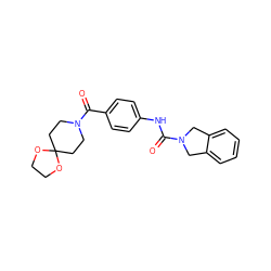 O=C(Nc1ccc(C(=O)N2CCC3(CC2)OCCO3)cc1)N1Cc2ccccc2C1 ZINC000167033758