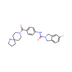 O=C(Nc1ccc(C(=O)N2CCC3(CCCN3)CC2)cc1)N1Cc2ccc(F)cc2C1 ZINC000167394027