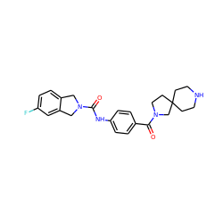 O=C(Nc1ccc(C(=O)N2CCC3(CCNCC3)C2)cc1)N1Cc2ccc(F)cc2C1 ZINC000166532426