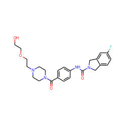 O=C(Nc1ccc(C(=O)N2CCN(CCOCCO)CC2)cc1)N1Cc2ccc(F)cc2C1 ZINC000166354690