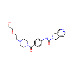 O=C(Nc1ccc(C(=O)N2CCN(CCOCCO)CC2)cc1)N1Cc2ccncc2C1 ZINC000166186880