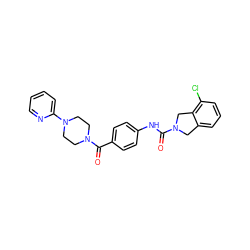 O=C(Nc1ccc(C(=O)N2CCN(c3ccccn3)CC2)cc1)N1Cc2cccc(Cl)c2C1 ZINC000167580118