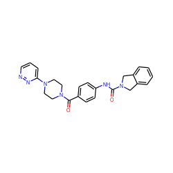 O=C(Nc1ccc(C(=O)N2CCN(c3cccnn3)CC2)cc1)N1Cc2ccccc2C1 ZINC000166713913