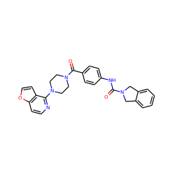 O=C(Nc1ccc(C(=O)N2CCN(c3nccc4occc34)CC2)cc1)N1Cc2ccccc2C1 ZINC000166475876