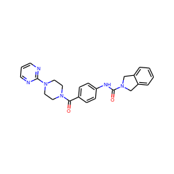 O=C(Nc1ccc(C(=O)N2CCN(c3ncccn3)CC2)cc1)N1Cc2ccccc2C1 ZINC000166803306