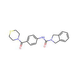 O=C(Nc1ccc(C(=O)N2CCSCC2)cc1)N1Cc2ccccc2C1 ZINC000167432797