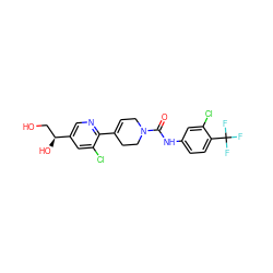 O=C(Nc1ccc(C(F)(F)F)c(Cl)c1)N1CC=C(c2ncc([C@@H](O)CO)cc2Cl)CC1 ZINC000141064493