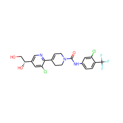 O=C(Nc1ccc(C(F)(F)F)c(Cl)c1)N1CC=C(c2ncc([C@H](O)CO)cc2Cl)CC1 ZINC000141052134