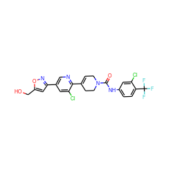 O=C(Nc1ccc(C(F)(F)F)c(Cl)c1)N1CC=C(c2ncc(-c3cc(CO)on3)cc2Cl)CC1 ZINC000149101849