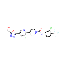 O=C(Nc1ccc(C(F)(F)F)c(Cl)c1)N1CC=C(c2ncc(-c3nnc(CO)o3)cc2Cl)CC1 ZINC000205066087