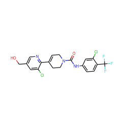 O=C(Nc1ccc(C(F)(F)F)c(Cl)c1)N1CC=C(c2ncc(CO)cc2Cl)CC1 ZINC000141059593