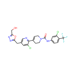 O=C(Nc1ccc(C(F)(F)F)c(Cl)c1)N1CC=C(c2ncc(Cc3nnc(CO)o3)cc2Cl)CC1 ZINC000205065775