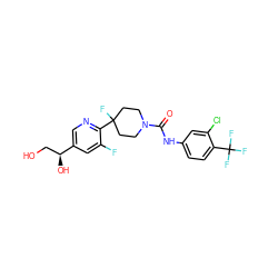 O=C(Nc1ccc(C(F)(F)F)c(Cl)c1)N1CCC(F)(c2ncc([C@@H](O)CO)cc2F)CC1 ZINC000141071033