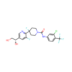 O=C(Nc1ccc(C(F)(F)F)c(Cl)c1)N1CCC(F)(c2ncc([C@H](O)CO)cc2F)CC1 ZINC000043200366