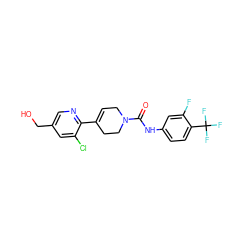 O=C(Nc1ccc(C(F)(F)F)c(F)c1)N1CC=C(c2ncc(CO)cc2Cl)CC1 ZINC000141059798