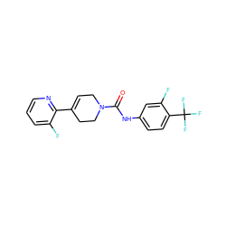 O=C(Nc1ccc(C(F)(F)F)c(F)c1)N1CC=C(c2ncccc2F)CC1 ZINC000141074939