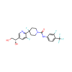 O=C(Nc1ccc(C(F)(F)F)c(F)c1)N1CCC(F)(c2ncc([C@H](O)CO)cc2F)CC1 ZINC000141065802