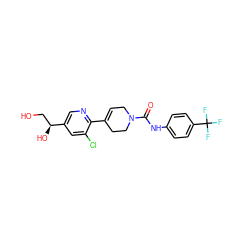 O=C(Nc1ccc(C(F)(F)F)cc1)N1CC=C(c2ncc([C@@H](O)CO)cc2Cl)CC1 ZINC000141064275