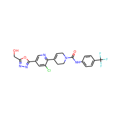 O=C(Nc1ccc(C(F)(F)F)cc1)N1CC=C(c2ncc(-c3nnc(CO)o3)cc2Cl)CC1 ZINC000205062512