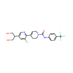 O=C(Nc1ccc(C(F)(F)F)cc1)N1CC=C(c2ncc(C(CO)CO)cc2Cl)CC1 ZINC000145715800