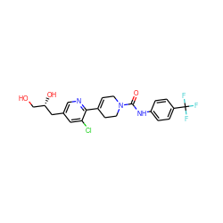 O=C(Nc1ccc(C(F)(F)F)cc1)N1CC=C(c2ncc(C[C@@H](O)CO)cc2Cl)CC1 ZINC000169710880