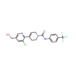 O=C(Nc1ccc(C(F)(F)F)cc1)N1CC=C(c2ncc(CO)cc2Cl)CC1 ZINC000141059219