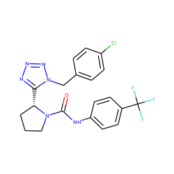 O=C(Nc1ccc(C(F)(F)F)cc1)N1CCC[C@@H]1c1nnnn1Cc1ccc(Cl)cc1 ZINC000058590450