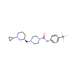 O=C(Nc1ccc(C(F)(F)F)cc1)N1CCN(C[C@@H]2CCCN(C3CC3)C2)CC1 ZINC000084713574