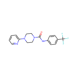 O=C(Nc1ccc(C(F)(F)F)cc1)N1CCN(c2ccccn2)CC1 ZINC000013611987