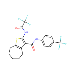 O=C(Nc1ccc(C(F)(F)F)cc1)c1c(NC(=O)C(F)(F)F)sc2c1CCCCC2 ZINC000103300909